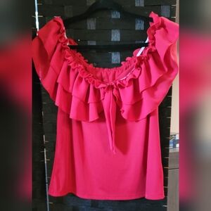 Elegant Ruffled Red Top